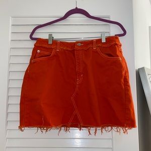 orange mini skirt